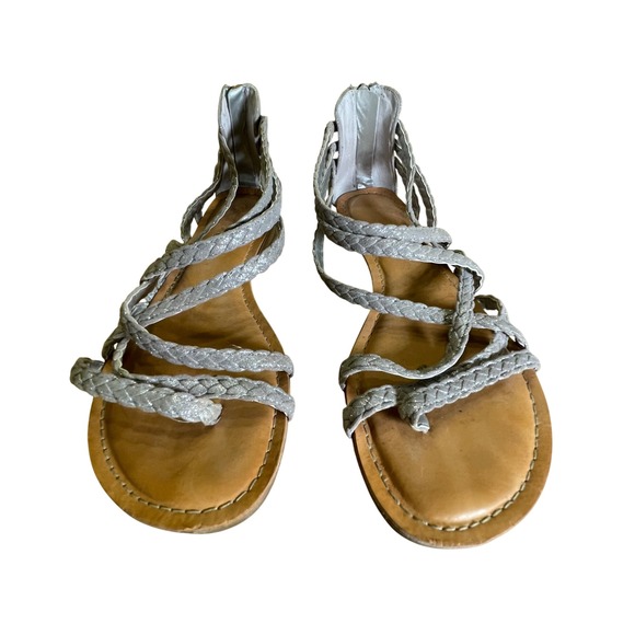 Carlos by Carlos Santana Womens Sandals Size 8‎ Gladiator Strappy Zip Back Shiny - Picture 2 of 6